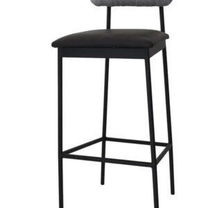 Barhocker Bernie Sitzauflage PU-Leder schwarz Lehne grau