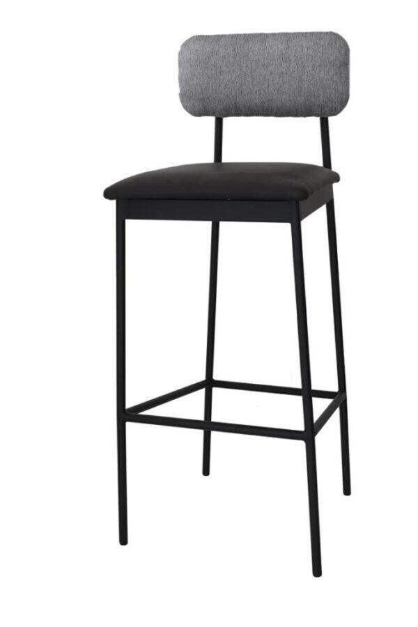 Barhocker Bernie Sitzauflage PU-Leder schwarz Lehne grau