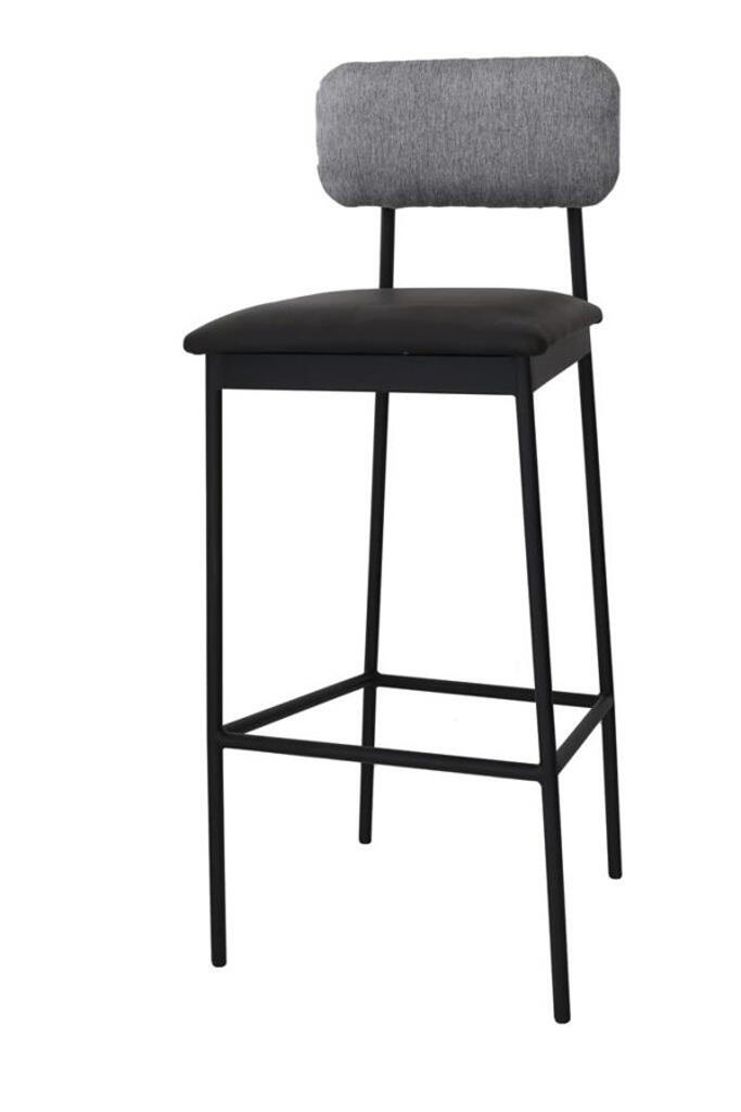 Barhocker Bernie Sitzauflage PU-Leder schwarz Lehne grau