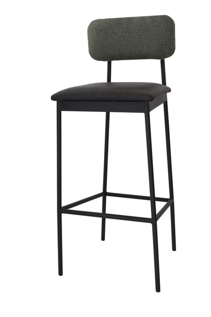 Barhocker Bernie Sitzauflage PU-Leder schwarz Lehne grün