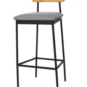 Barhocker Bernie Sitzauflage grau Lehne Holz hell