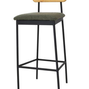 Barhocker Bernie Sitzauflage grün Lehne Holz hell