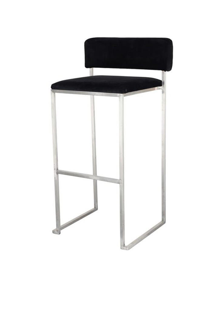 Barhocker Riva EDELSTAHL Samt schwarz