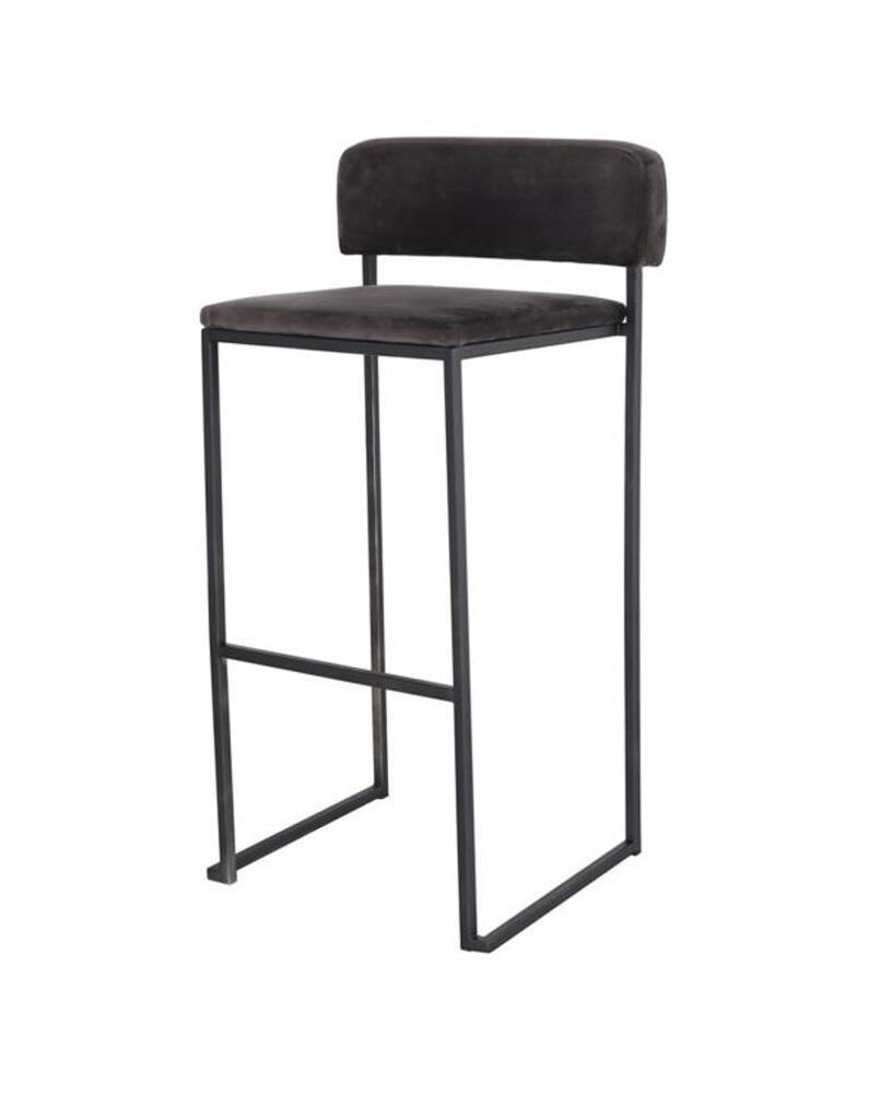 Barhocker Riva SCHWARZ Samt grau