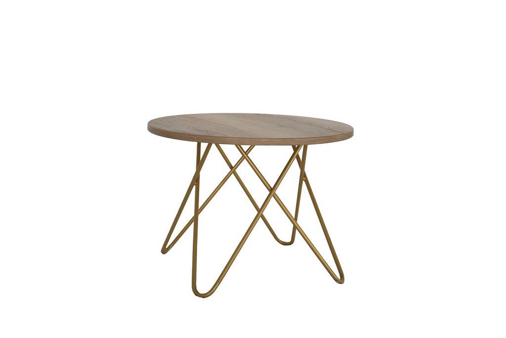 Beistelltisch Chloe GOLD Platte Eiche rund