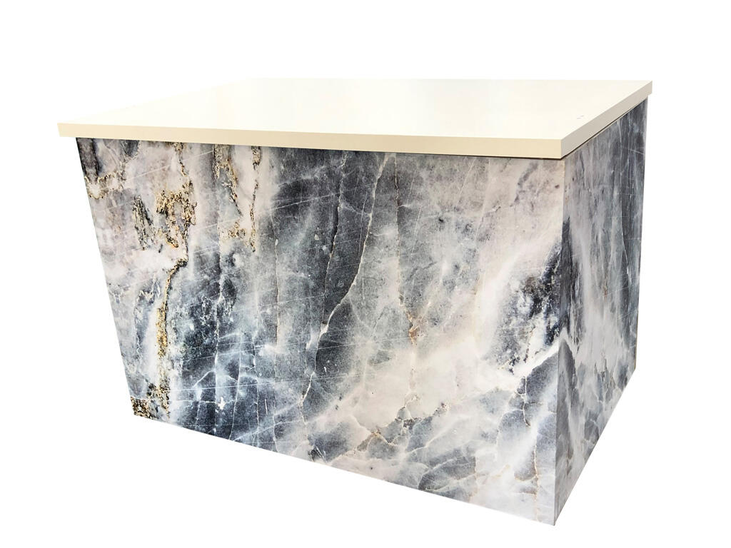 Buffetanlage Marmor BLAU Platte weiß