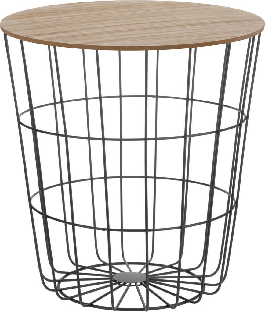 Design Beistelltisch - Metall Korb + Holz Deckel