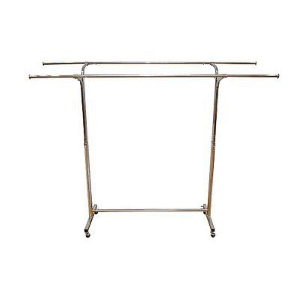 Garderobenständer doppelt „Premium“, Breite 2 x 220cm, ca. 100 Jacken