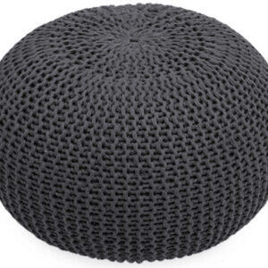 Handgefertigter Strickpouf Pari Steingrau