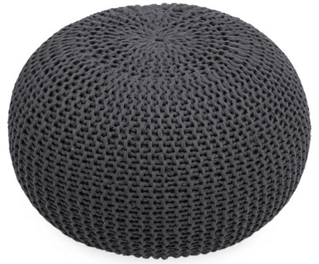 Handgefertigter Strickpouf Pari Steingrau