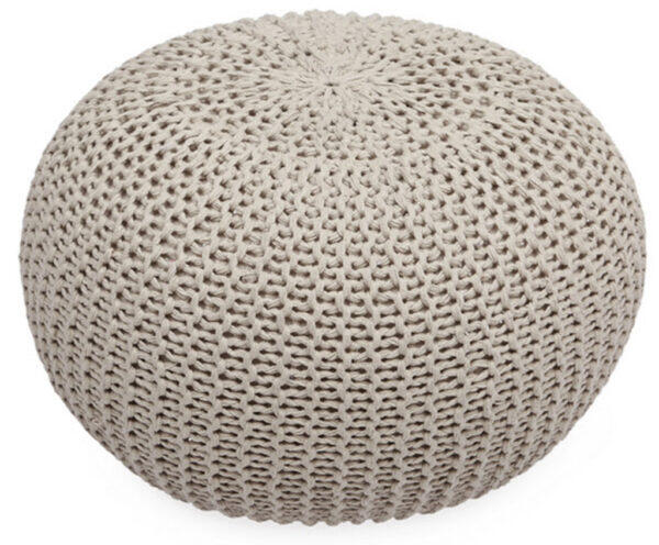 Handgefertigter Strickpouf Pari Taupe