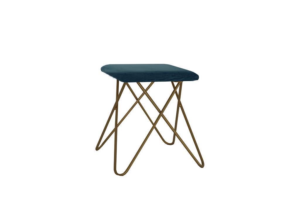 Hocker Chloe GOLD Samt petrol