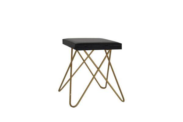 Hocker Chloe GOLD schwarz Leder