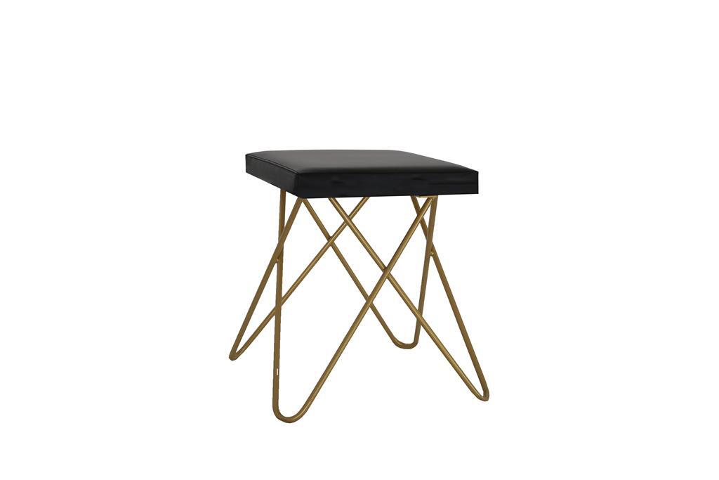 Hocker Chloe GOLD schwarz Leder
