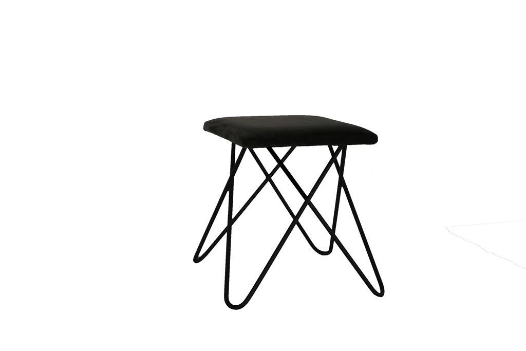Hocker Chloe SCHWARZ Samt grau
