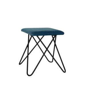 Hocker Chloe SCHWARZ Samt petrol