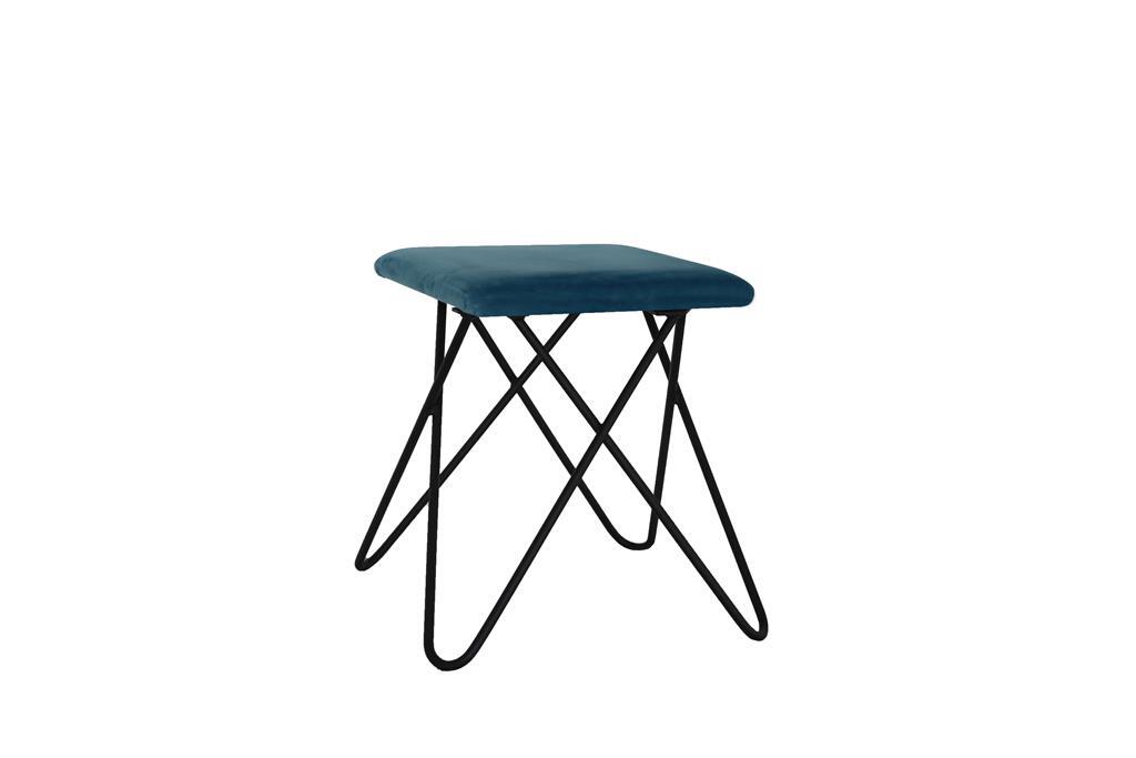 Hocker Chloe SCHWARZ Samt petrol