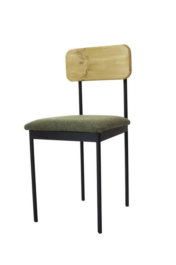 Stuhl Bernie Sitzauflage grün Lehne Holz hell