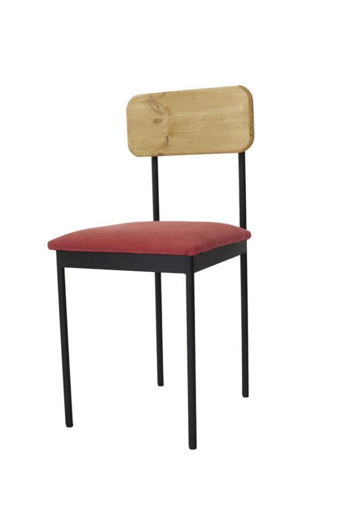 Stuhl Bernie Sitzauflage rot Lehne Holz hell