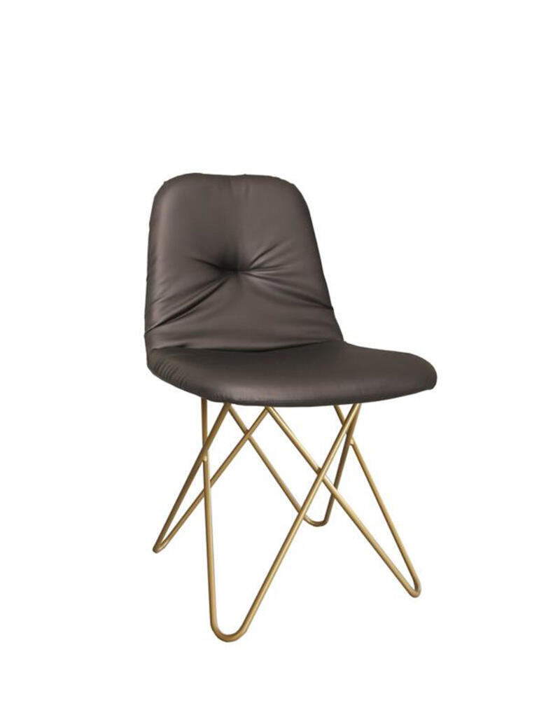 Stuhl Chloe GESTELL GOLD Polster schwarz PU-Leder