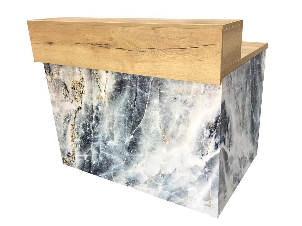 Thekenanlage Marmor BLAU Aufsatz Eiche