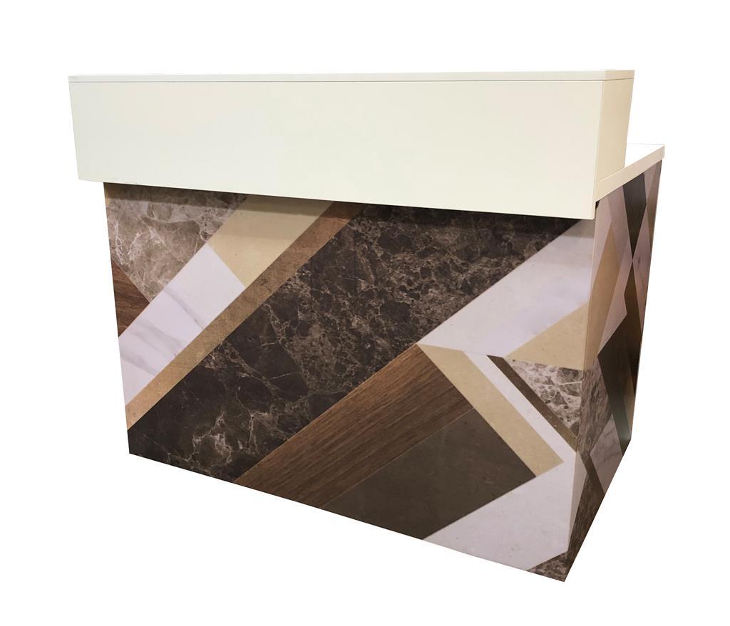 Thekenanlage Marmor BRAUN-HOLZ Aufsatz weiß