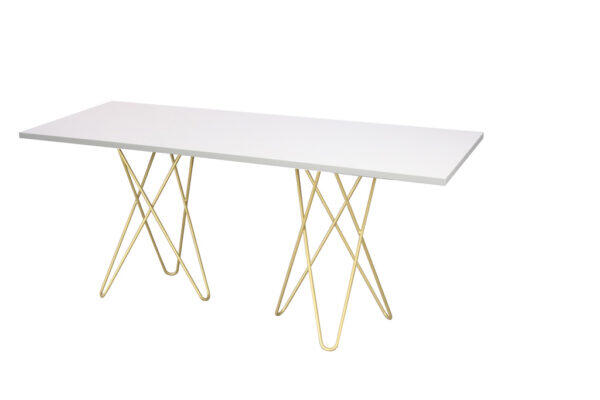 Tisch Chloe 180 x70cm weiß, Füße gold