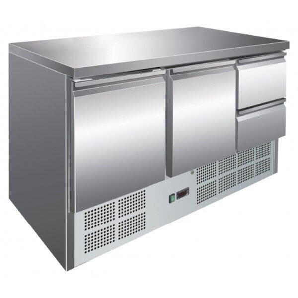 Unterbau Kühltisch mit 2 Türen und 2 Schubladen 400 L, 250W - 230V