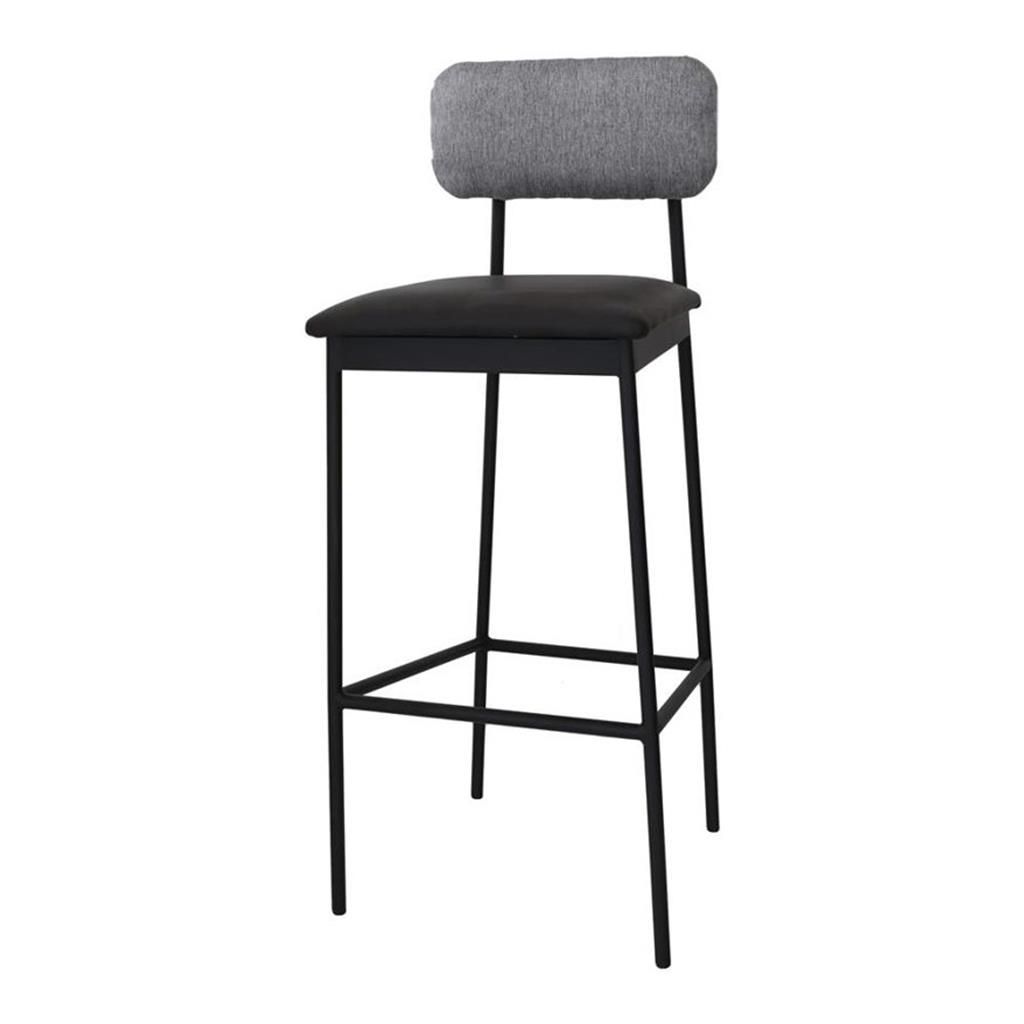 Barhocker Bernie Sitzauflage PU-Leder schwarz Lehne grau