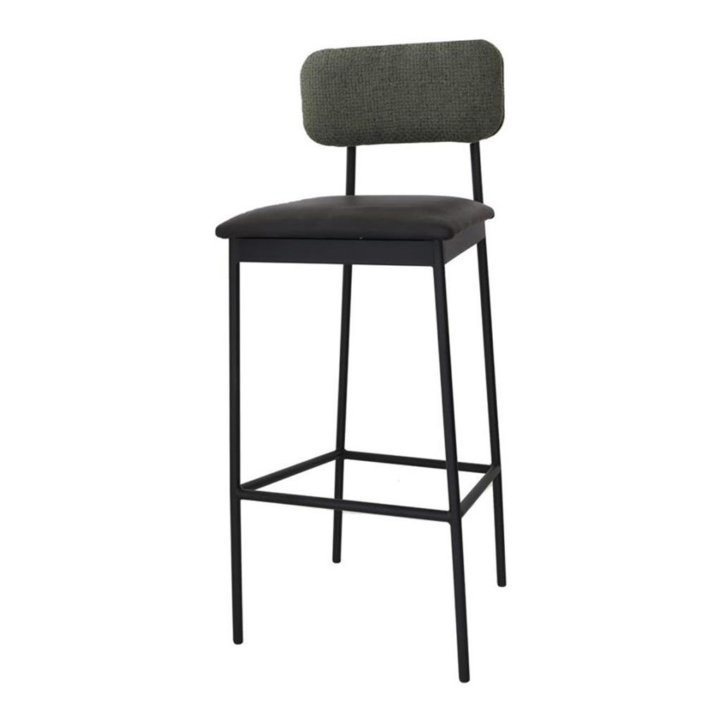 Barhocker Bernie Sitzauflage PU-Leder schwarz Lehne grün