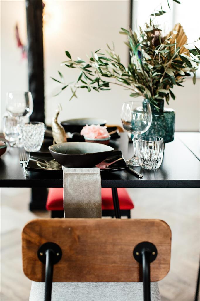 Barhocker Bernie Sitzauflage grau Lehne Holz dunkel – Bild 4