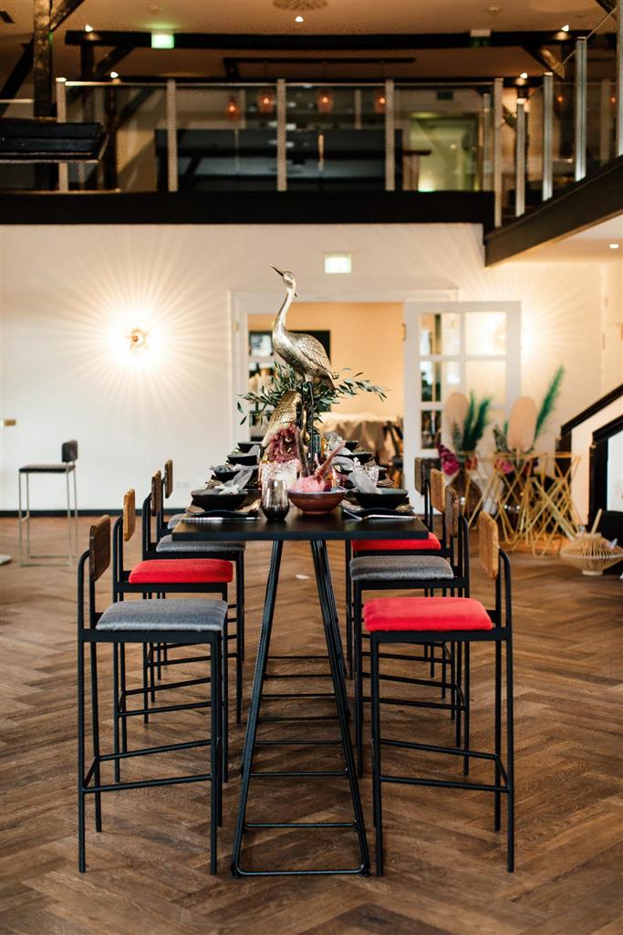 Barhocker Bernie Sitzauflage grau Lehne Holz dunkel – Bild 6