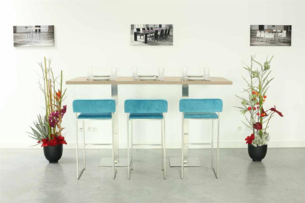 Barhocker Riva EDELSTAHL Samt petrol – Bild 6