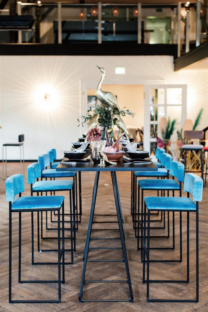 Barhocker Riva SCHWARZ Samt petrol