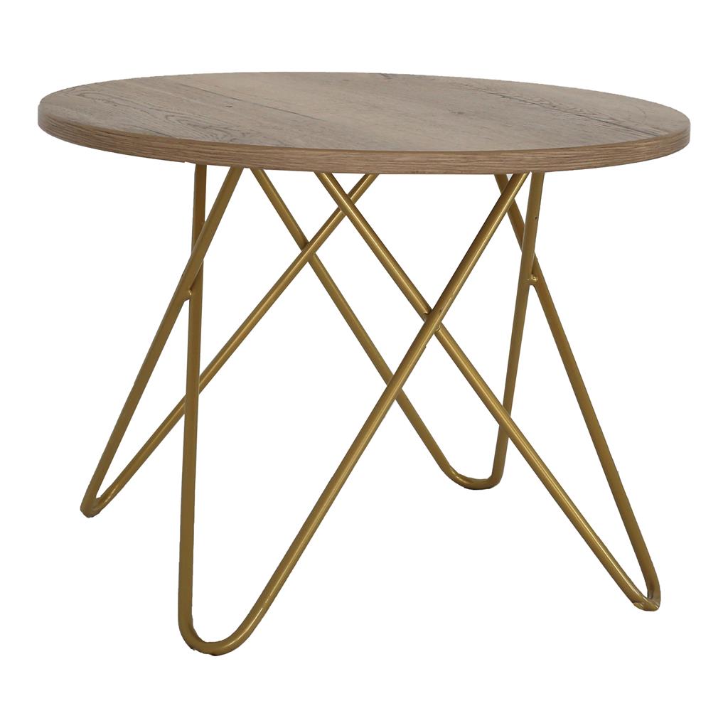 Beistelltisch Chloe GOLD Platte Eiche rund