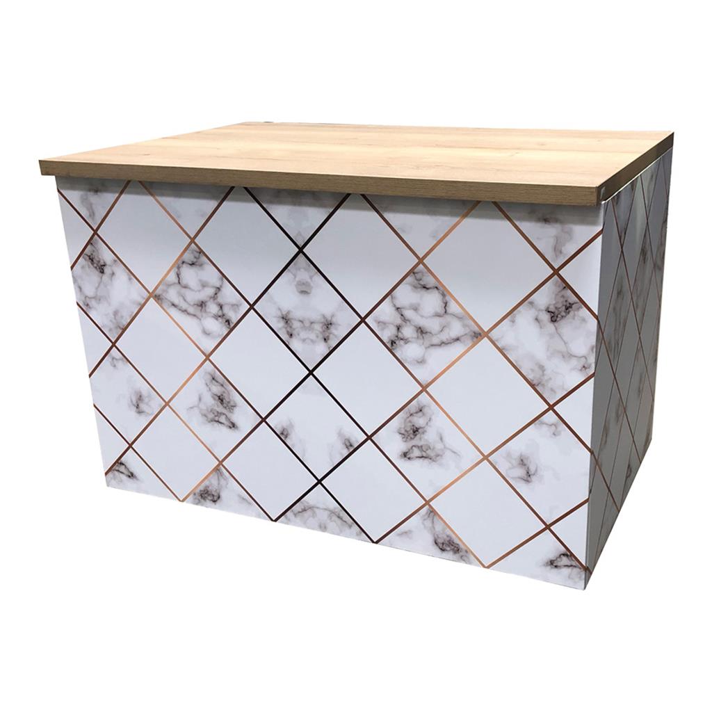 Buffetanlage Marmor WEIß-GOLD Platte Eiche