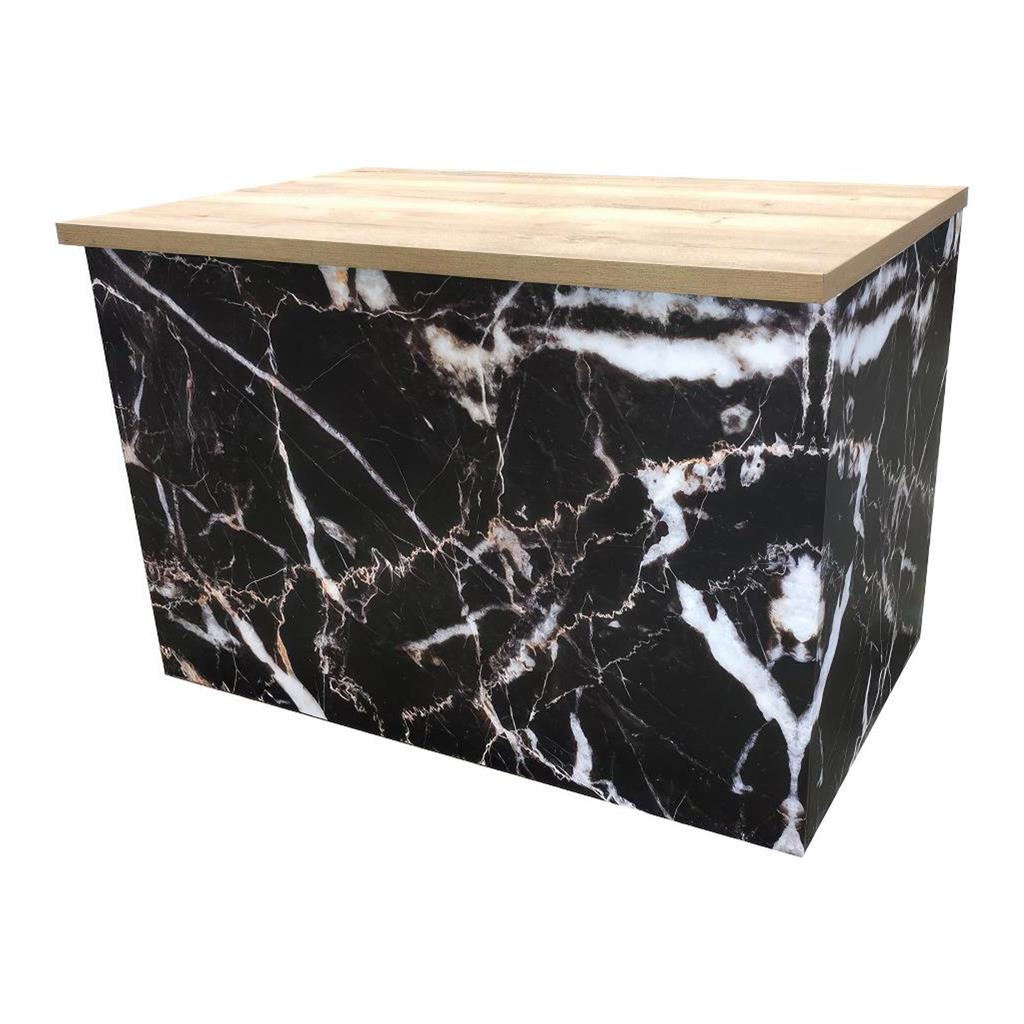 Buffetanlage Marmor SCHWARZ-GOLD Platte Eiche