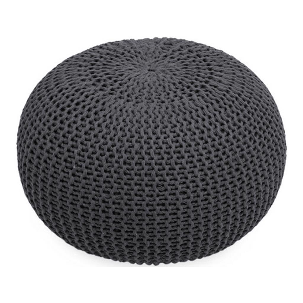 Handgefertigter Strickpouf Pari Steingrau