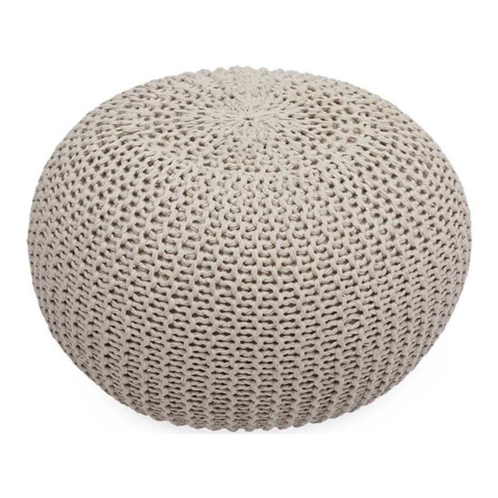 Handgefertigter Strickpouf Pari Taupe