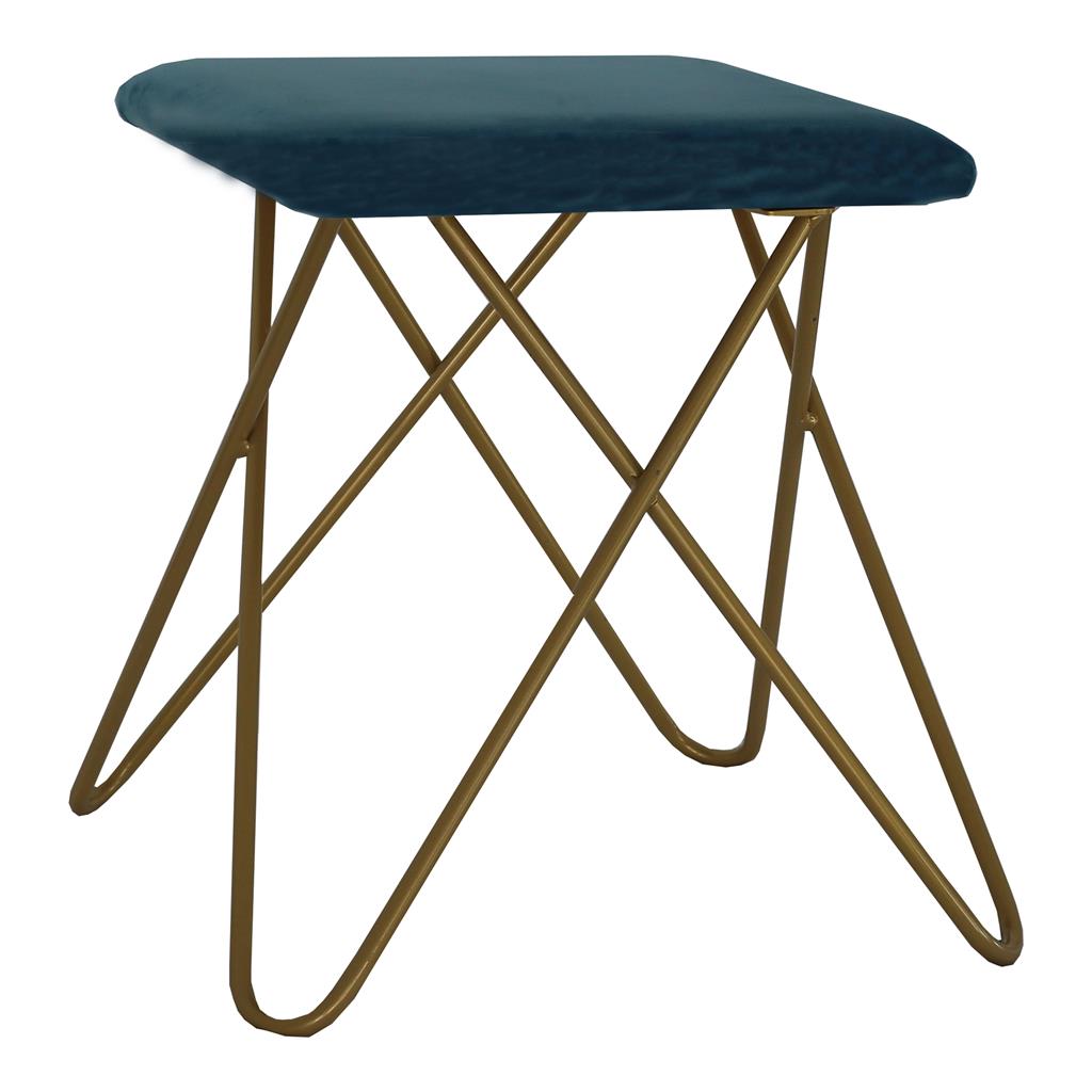 Hocker Chloe GOLD Samt petrol