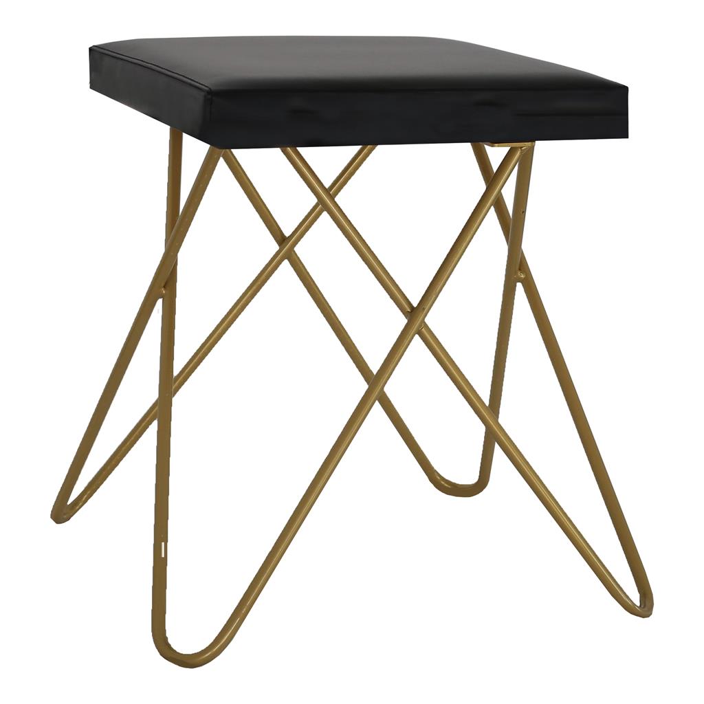Hocker Chloe GOLD schwarz Leder