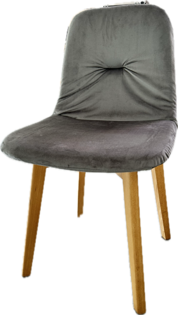 Stuhl Milo, Naturholz Polster samt-grau schwarz