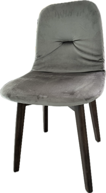 Stuhl Milo, dunkles Holz Polster samt-grau schwarz