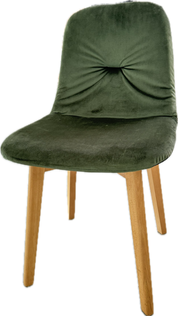 Stuhl Milo, Naturholz Polster samt-grün schwarz