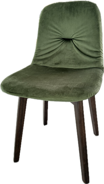 Stuhl Milo, dunkles Holz Polster samt-grün schwarz