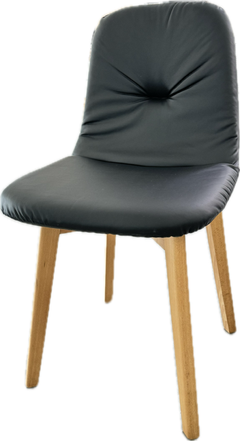 Stuhl Milo, Naturholz Polster schwarz PU-Leder