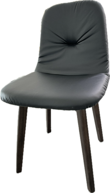 Stuhl Milo, dunkles Holz Polster schwarz PU-Leder