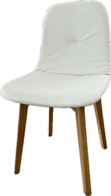 Stuhl Milo,Naturholz Polster weiß PU-Leder