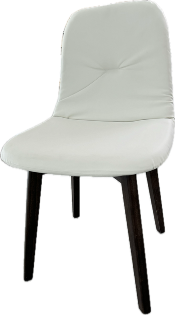 Stuhl Milo, dunkles Holz Polster weiß PU-Leder