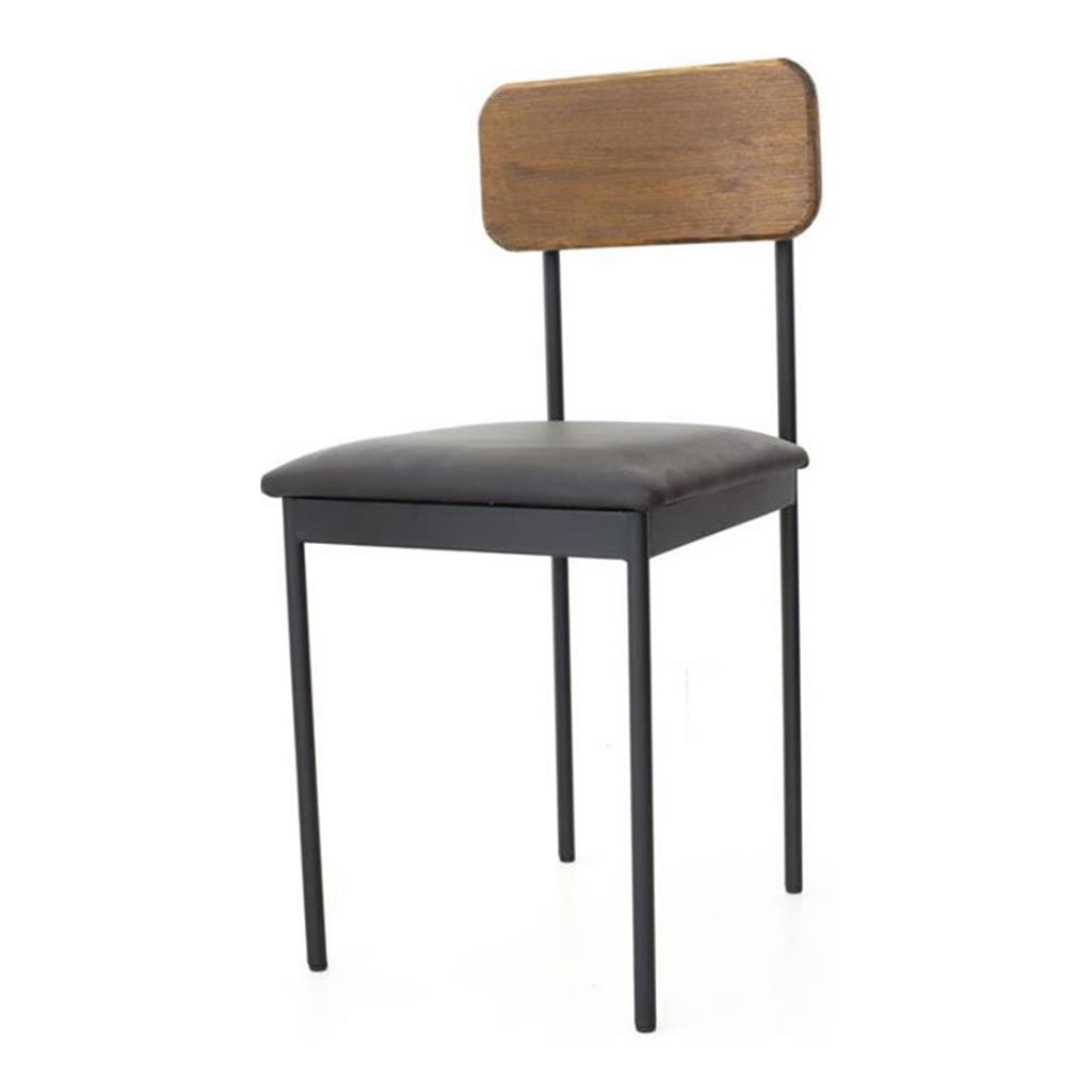 Stuhl Bernie Sitzauflage PU-Leder schwarz Lehne Holz dunkel